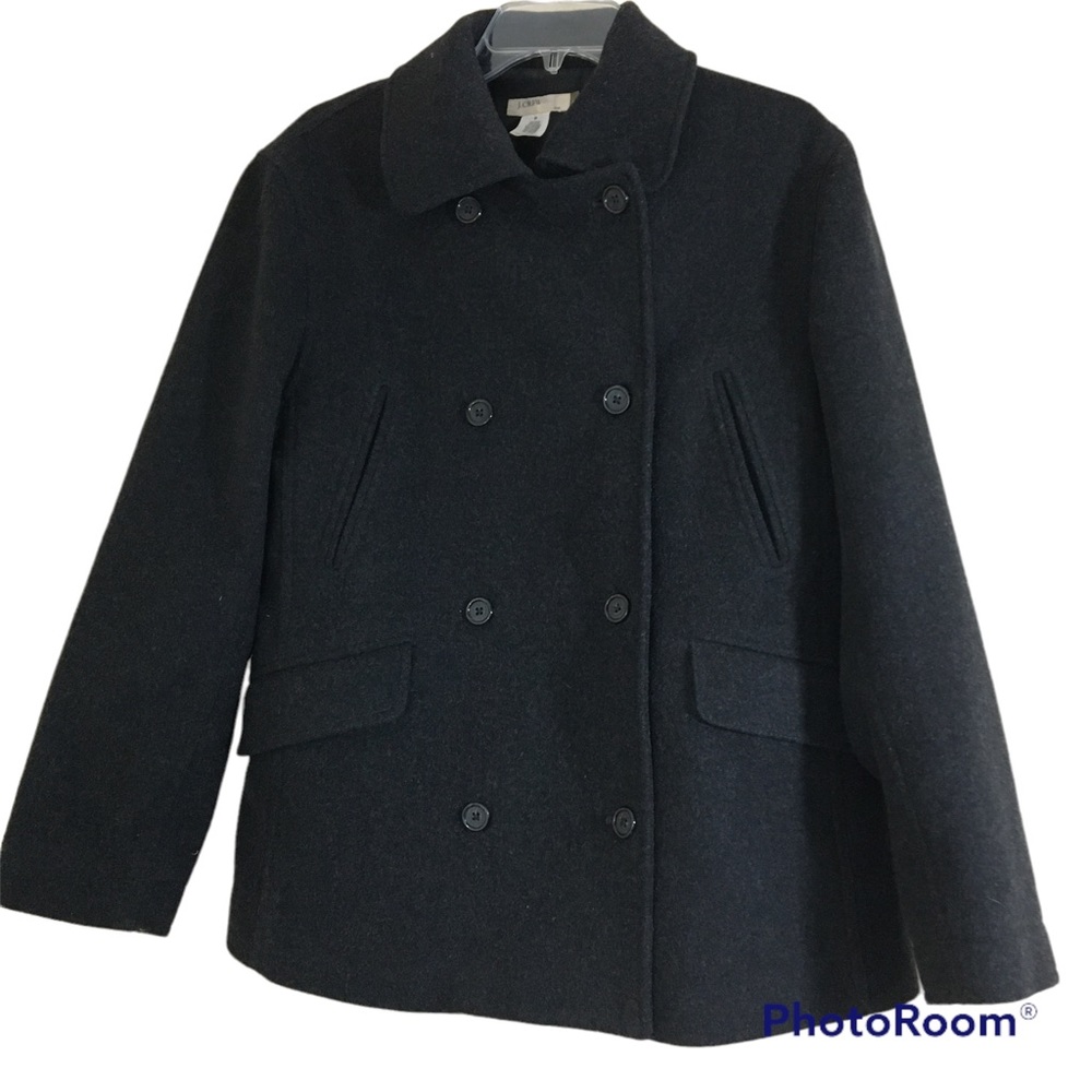 J Crew Charcoal Gray Wool Pea Coat Size Medium